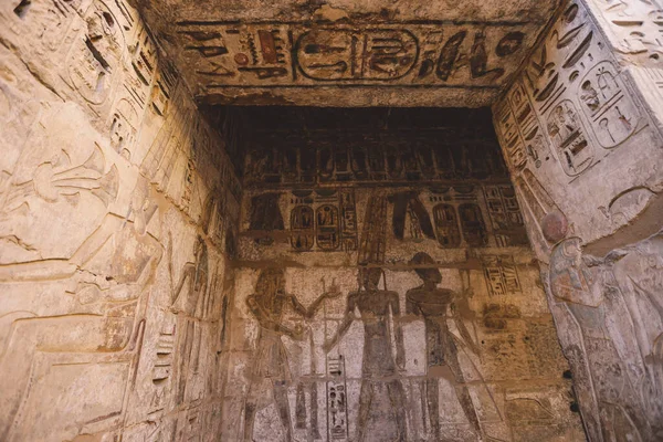 Dibujos Egipcios Antiguos Del Medinet Habu Templo Mortuorio Ramsés Iii —  Fotos de Stock