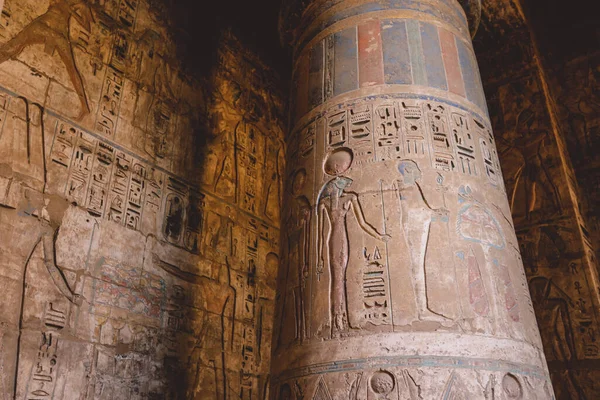 Antichi Disegni Egizi Della Medinet Habu Mortuary Tempio Ramses Iii — Foto Stock