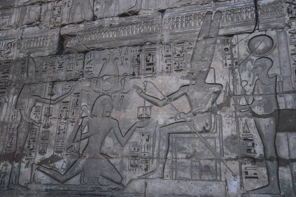 Ancient Egyptian Drawings Medinet Habu Mortuary Temple Ramesses Iii Luxor — Stock Photo, Image