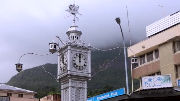 Rues Victoria Avec Personnes Voitures Mahe Island Seychelles — Video