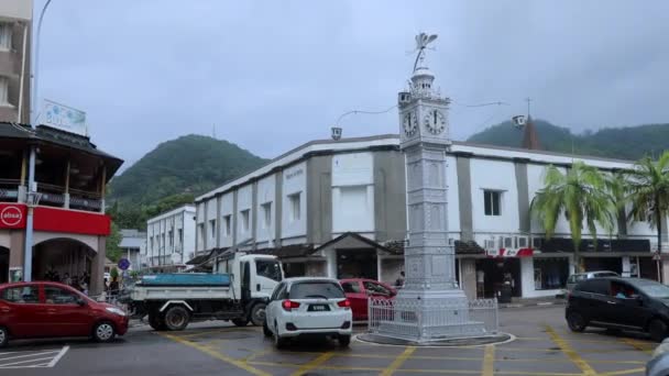 Calle Victoria Con Gente Coches Isla Mahe Seychelles — Vídeos de Stock