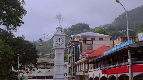 Rues Victoria Avec Personnes Voitures Mahe Island Seychelles — Video