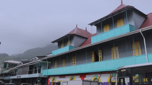 Victoria Straßen Mit Menschen Und Autos Mahe Island Seychellen — Stockvideo