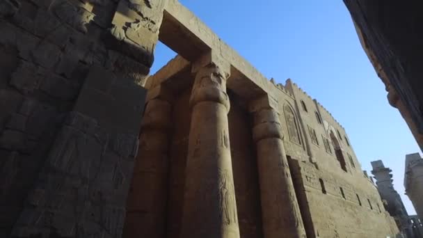 Kolumner Luxor Temple Solnedgången Egypten — Stockvideo