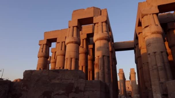 Säulen Luxor Tempel Bei Sonnenuntergang Ägypten — Stockvideo