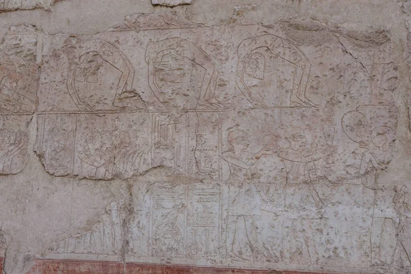 Luxor Egypt November 2020 Ancient Egyptian Drawing Walls Mortuary Temple — Fotografia de Stock