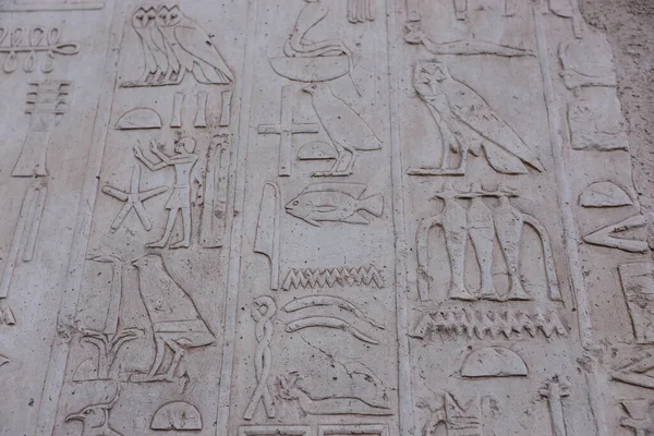 Luxor Egypt November 2020 Ancient Egyptian Drawing Walls Mortuary Temple — Foto de Stock