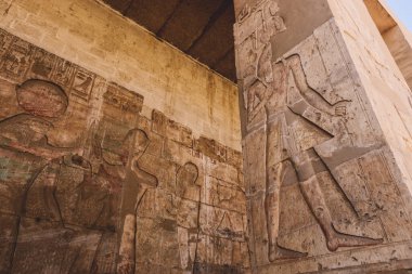 Mısır 'ın Kharga kentindeki Abydos Tapınağı olarak da bilinen Seti tapınağındaki Antik Mısır Sütunları.