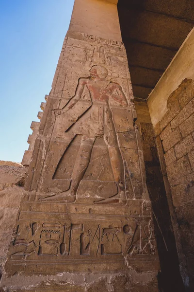 Ősi Egyiptomi Oszlopok Seti Templomban Más Néven Abydos Nagy Temploma — Stock Fotó