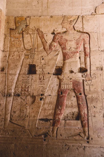 Древний Египетский Рисунок Стенах Храма Сети Известен Большой Храм Абидоса — стоковое фото