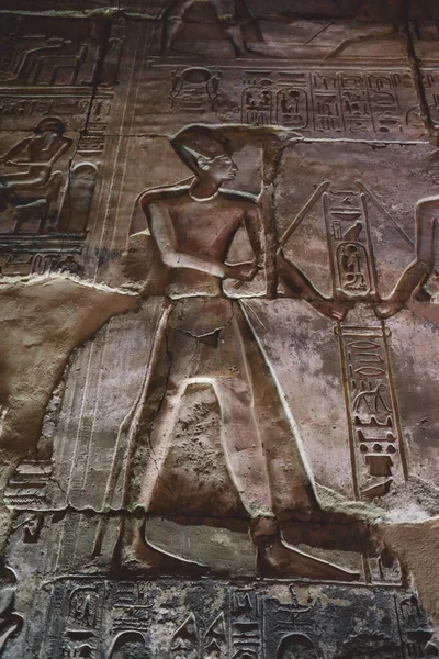 Стародавні Єгипетські Малюнки Стінах Храму Сеті Також Відомого Великий Храм — стокове фото
