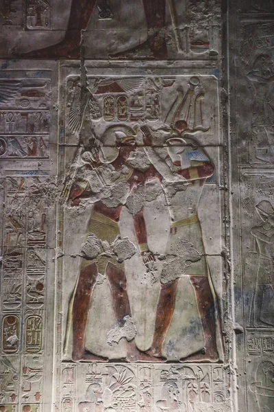 Ancient Egyptian Drawing Walls Temple Seti Also Known Great Temple — Foto Stock