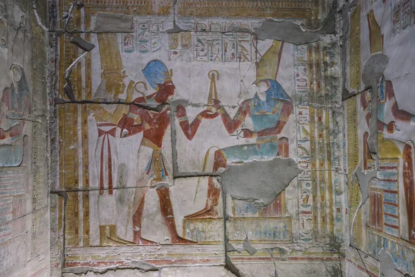 Ancient Egyptian Drawing Walls Temple Seti Also Known Great Temple — Fotografia de Stock