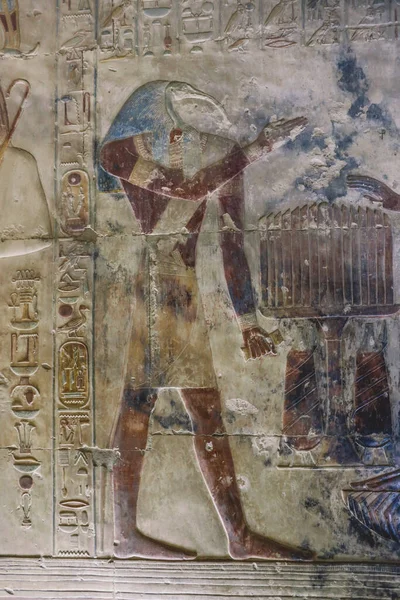 Ancient Egyptian Drawing Walls Temple Seti Also Known Great Temple — Fotografia de Stock