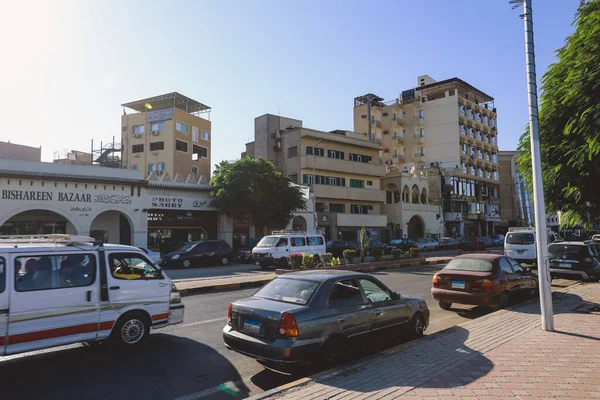 Nice View Street Cars Local Buildings Aswan Cityscape Egypt — Fotografia de Stock