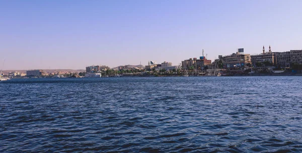 Aswan Egyiptom November 2020 Kilátás Nílusra Panoráma View Ships Boats — Stock Fotó