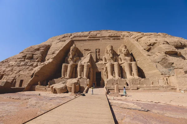 Main View Entrance Great Temple Abu Simbel Ancient Colossal Statues — Fotografia de Stock