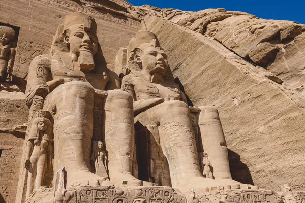 Main View Entrance Great Temple Abu Simbel Ancient Colossal Statues — Fotografia de Stock