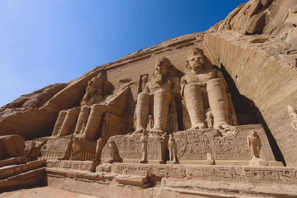 Main View Entrance Great Temple Abu Simbel Ancient Colossal Statues — Fotografia de Stock