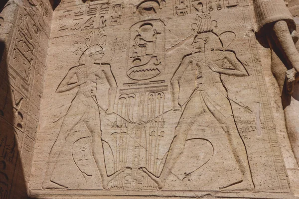 Ősi Egyiptomi Rajz Falak Nagy Templom Abu Simbel Egyiptom — Stock Fotó