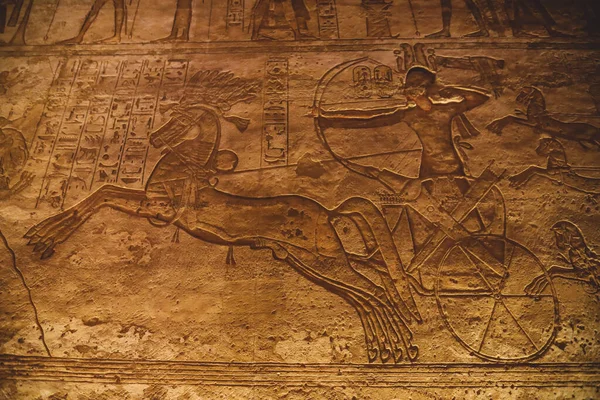 Ancient Egyptian Drawing Walls Great Temple Abu Simbel Egypt — Stock fotografie