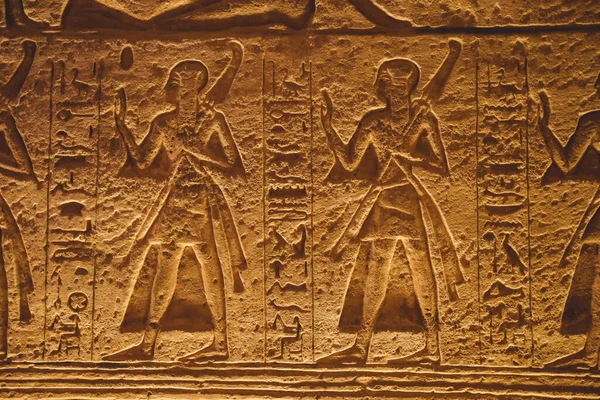 Ancient Egyptian Drawing Walls Great Temple Abu Simbel Egypt — Zdjęcie stockowe