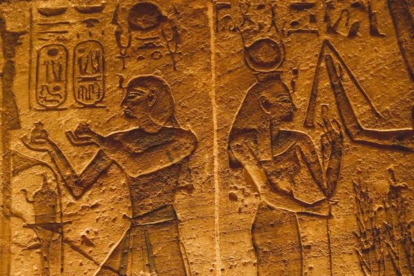 Altägyptische Zeichnung Den Wänden Des Großen Tempels Abu Simbel Ägypten — Stockfoto