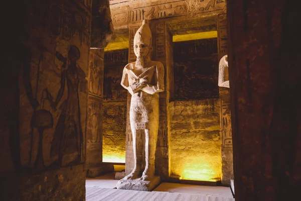 Interior View Ancient Egyptian Statues Ramesses Linked God Osiris Great — Stockfoto