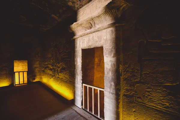 Interior View Great Temple Abu Simbel Ancient Egyptian Pillars Drawing — Stock Photo, Image