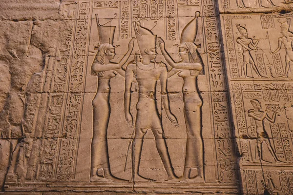 Edfu Tapınağı 'nın duvarlarında Antik Mısır çizimlerinin resmi, Mısır