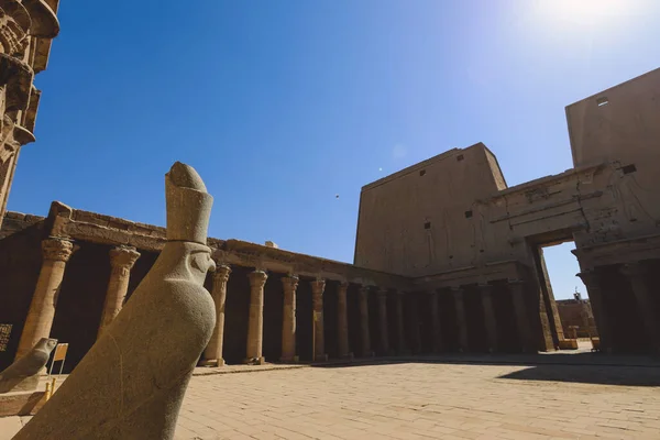 Εσωτερική Άποψη Του Ναού Του Edfu Σκαλισμένους Κίονες Και Αρχαίο — Φωτογραφία Αρχείου