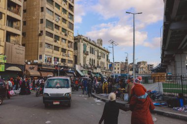 Kahire, Mısır - 15 Kasım 3030: Güneşli bir günde Mısır başkentine Panoramik Manzara