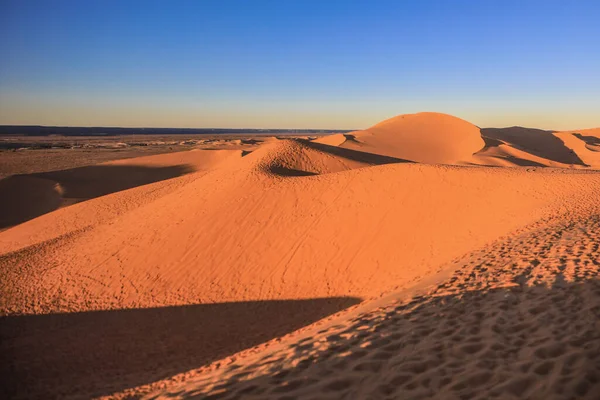 Vista Incrível Para Deserto Saara Dourado Areias Perto Cidade Oásis — Fotografia de Stock