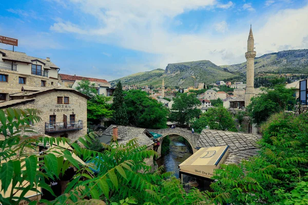 Panoramic View Spring Green Cityscape Mostar Bosnia Herzegovina — Fotografia de Stock