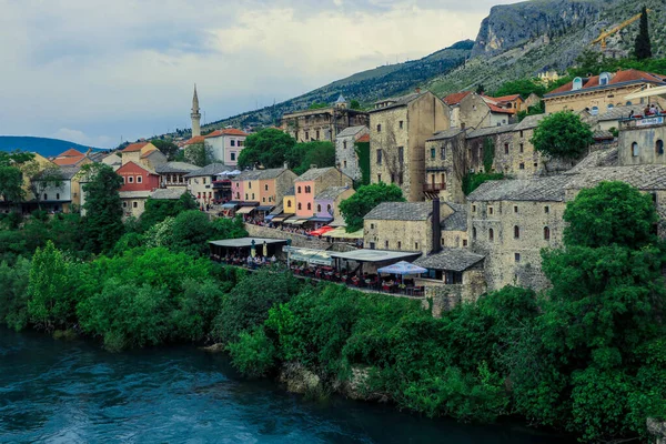 Panoramic View Spring Green Cityscape Mostar Bosnia Herzegovina — Stockfoto