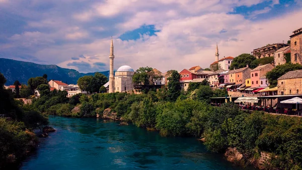 Panoramic View Spring Green Cityscape Mostar Bosnia Herzegovina — Fotografia de Stock