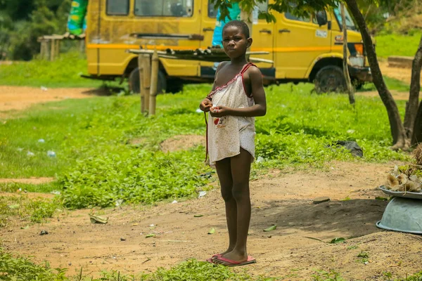 Kumasi Ghana April 2022 African Playing Children Village Street — 스톡 사진