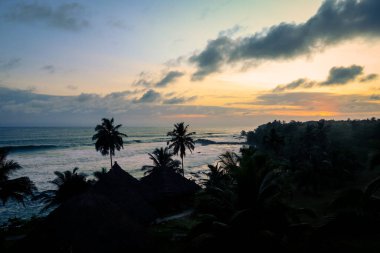 Amazing View to the Blue Sunset Sky on the Axim Atlantic Ocean Coast in Western Region of South Ghana