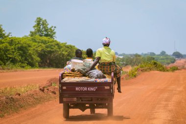 Accra, Ghana - April 06, 2022: Local African People doing daily job in Ghana Village, Western Africa
