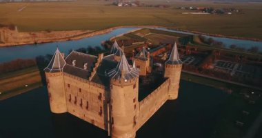Aerial View of Muiderslot Castle in the Netherlands