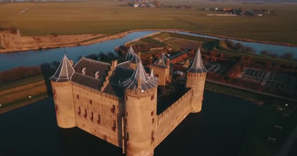 Aerial View Muiderslot Castle Netherlands — 비디오