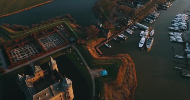 Aerial View Muiderslot Castle Netherlands — Video