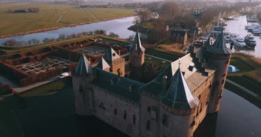 Aerial View of Muiderslot Castle in the Netherlands