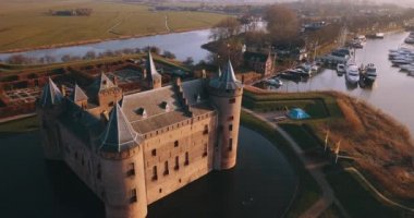 Aerial View of Muiderslot Castle in the Netherlands