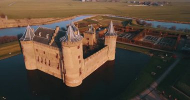 Aerial View of Muiderslot Castle in the Netherlands