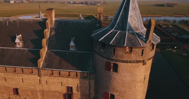 Aerial View Muiderslot Castle Netherlands — Αρχείο Βίντεο