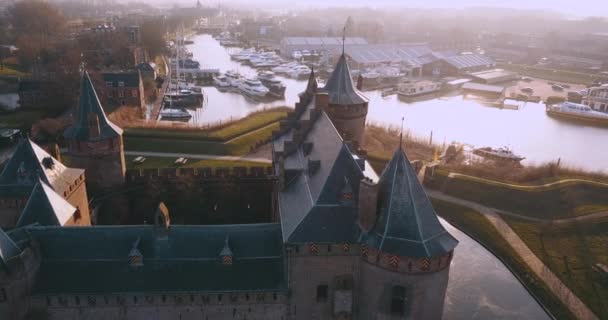 Aerial View Muiderslot Castle Netherlands — Vídeos de Stock