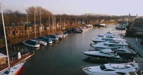 Muiderslot Port Boats Netherlands — Stockvideo