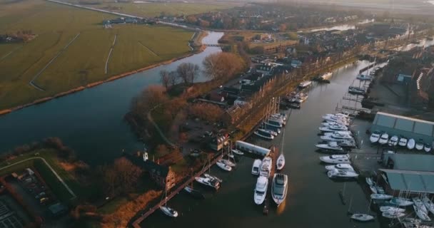 Muiderslot Port Boats Netherlands — Stockvideo