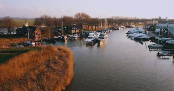 Muiderslot Port Boats Netherlands — Stock video